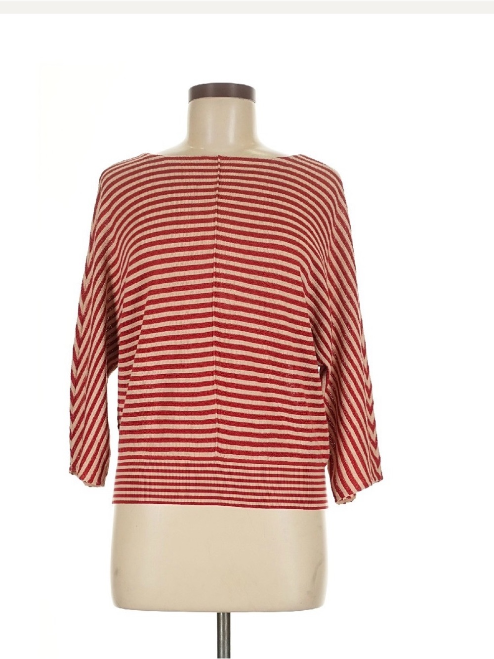 Akris Red and Beige Boatneck Women's Top